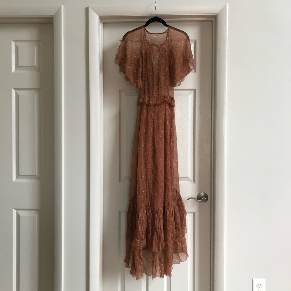 ✨SOLD✨ DÔEN antoinette silk dress warm autumnal tamarillo paisley S - Picture 14 of 16